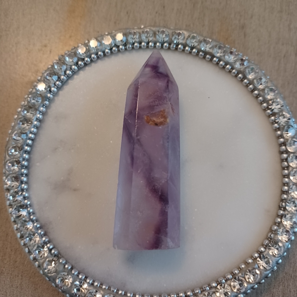 Purple Fluorite Crystal Point Obelisk Tower - Picture 3 of 8